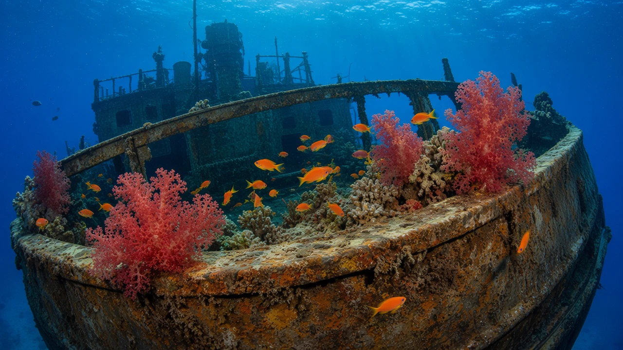 Wreck and reef detail on a Sharm day